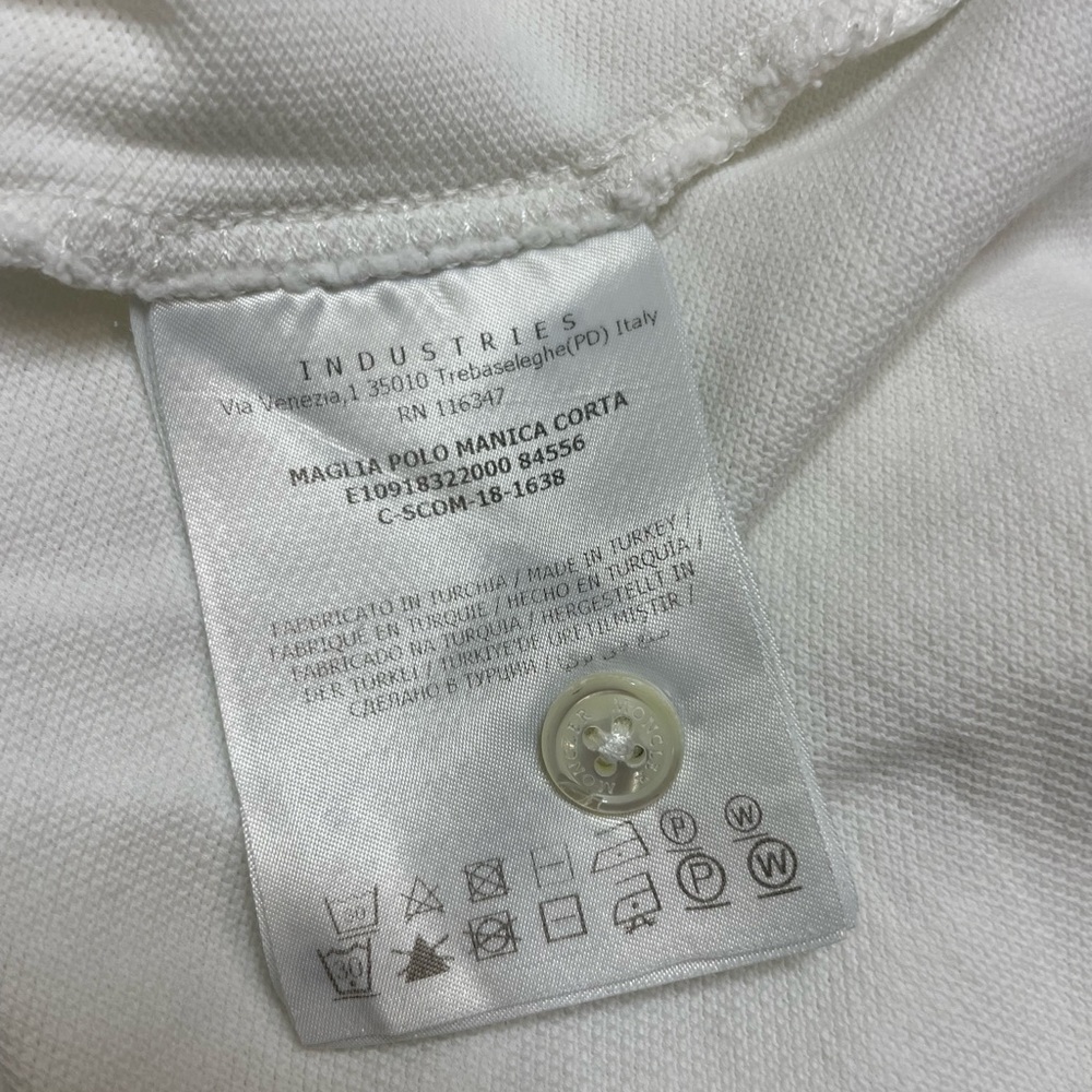 Moncler White Polo Shirt with Black and Red Logo - Picture 8 of 10